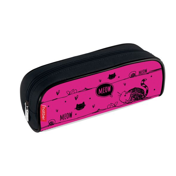 Пенал Hatber 210х80х40мм на молнии мягкий -Кошарики-  в индив.упак. , 